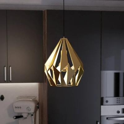Abbildung von Eglo 43814 Hängeleuchte CARLTON Stahl goldfarben E27 1X40W H:110cm Ø31cm dimmbar