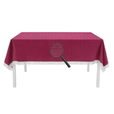 Abbildung von EXKLUSIV HEIMTEXTIL Gartentischdecke mit Fransen Tischdecke rund oval eckig Classic 130x180 cm Bordeaux