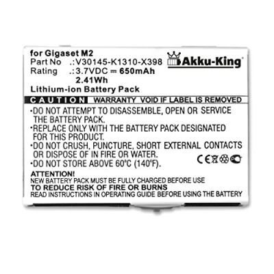 Abbildung von Akku King kompatibel mit Siemens Gigaset M2, M3 ersetzt L50645 K1310 X363, V30145 X398 Li Ion 650mAh