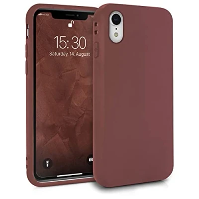 Abbildung von MyGadget Hülle kompatibel mit iPhone XR robuste Handyhülle TPU Case Slim Silikonhülle Back Cover Kratzfest Schutzhülle matt Braun