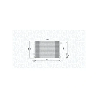 Abbildung von MAGNETI MARELLI 350203964000 Klimakondensator mit Trockner 555x388x16 388 555 16 VOLKSWAGEN: Golf 7 Schrägheck, Variant, Passat B8 Variant