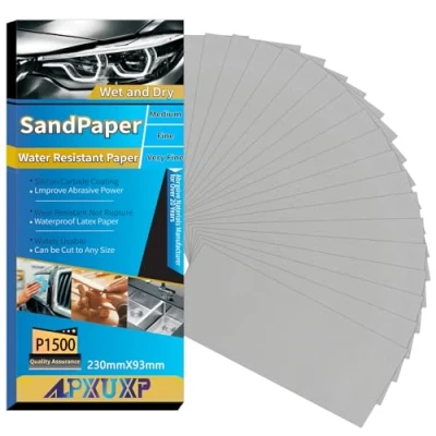 Abbildung von ALPXUXP Schleifpapier P1500 Körnung 30 Stück Nass und Trocken Profi Wasser Schmirgelpapier,für AutoMetallHolzmöbelSteinLackGlas，23 x 9cm