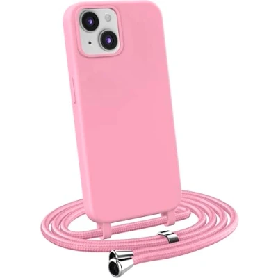 Abbildung von MyGadget Handykette für iPhone 13 [ Hülle mit verstellbaren Band ] TPU Handyhülle Handyband zum Umhängen Kordel Schnur Case Schutzhülle Rosa