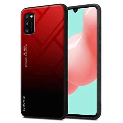 Abbildung von Cadorabo Hülle kompatibel mit Samsung Galaxy A41 Schutzhülle TPU Silikon Case Glas Slim Kratzfest Weiche Gummi Rundumschutz für in Schwarz