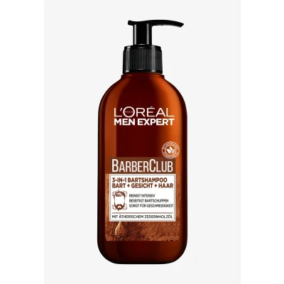 Abbildung von L&#039;Oréal Men Expert 3 in 1 Bartshampoo für Männer, Bartseife Bart, Gesicht und Haar, Herren Bartpflege gegen Schuppen mit holzigem Duft ätherischem Zedernholzöl, Barber Club, x 200 ml