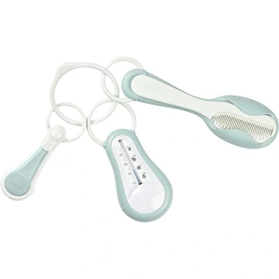 Abbildung von BÉABA, Pflegeset für Babys und Kinder, 1x Badethermometer + Nagelknipser Kamm/Haarbürste Blau