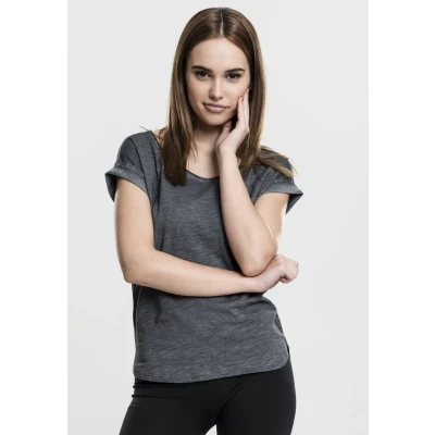 Abbildung von Urban Classics Ladies LONG BACK Shaped Spray DYE TEE Tshirt basic, Damen, Größe: Medium, Darkgrey