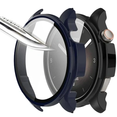 Abbildung von Msiall Mit Gehärtetes Glas Displayschutz Schutzhülle Kompatibel für Amazfit Balance,Hard PC Rundum Ultradünne Blasenfreie Gegen Kratzer Blau Schwarz