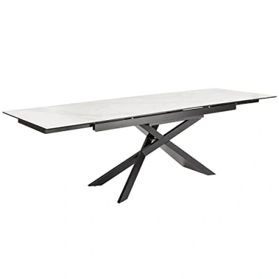 Abbildung von riess ambiente Esstisch EUPHORIA 180 220 260cm grau / weiß (Einzelartikel, 1 St), Keramik · ausziehbar Marmor Optik Industrial Design