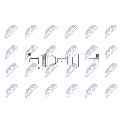 Abbildung von NTY NPW FR 031 Antriebswelle Vorderachse Schaltgetriebe 5 Gang FORD: Transit Mk5 Bus, Pritsche/Fahrgestell, Kastenwagen