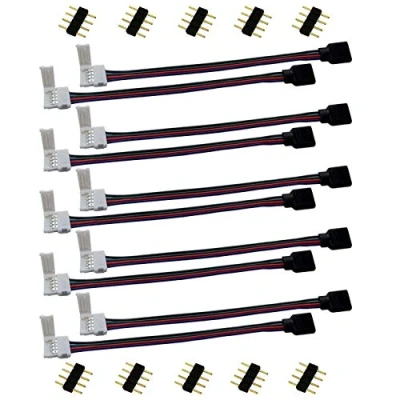 Abbildung von LITAELEK 10x RGB 5050 LED Schnellverbinder 4 polig Verbindungskabel Anschlusskabel Stripe Verbinder Adapter Eckverbinder für 10mm Breit Streifen zu Strip oder Controller 17cm