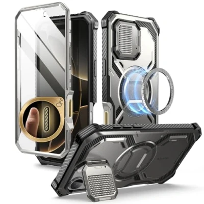 Abbildung von i Blason Armorbox für iPhone 16 Pro Hülle mit Kameraschutz Ständer Kompatibel MagSafe Handyhülle Bumper Case Robust Schutzhülle Displayschutz 6.3&#039;&#039; 2024 (Grau)