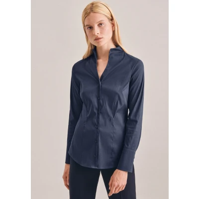 Abbildung von Kelchkragenbluse Damen Dunkelblau