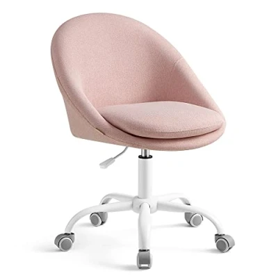 Abbildung von SONGMICS Homeoffice Stuhl, Schminkstuhl aus Baumwoll Leinen Mischgewebe, Schreibtischstuhl, Schaumstoffpolsterung, höhenverstellbar, für Arbeitszimmer, Schlafzimmer, pastellrosa OBG020P01