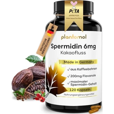 Abbildung von 120 Spermidin Kapseln hochdosiert 6mg &amp; Kakaoflavanole mit Vitamin C aus Hagebutte 2 Monatsvorrat