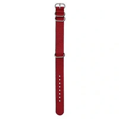 Abbildung von Nixon NATO Wechselarmband für Uhren mit 20 mm Abstand aus recyceltem Kunststoff in der Farbe Rot/Schwarz Schnalle und Beschläge Edelstahl, BA004 209 00