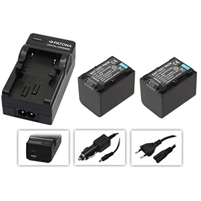 Abbildung von 3in1 SET für den Sony HDR CX625 Full HD Camcorder 2 Premium Akkus NP FV70 (Starke 1600mAh) + 4in1 Ladegerät (u.a. mit USB/Micro USB und Kfz/Auto) inkl. PATONA Displaypad