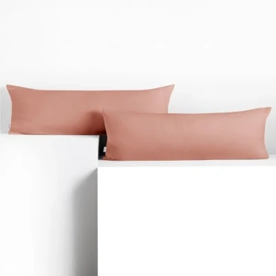 Abbildung von DecoKing 2 Kissenbezüge 40x200 cm Baumwolle Reißverschluss Lachs Amber