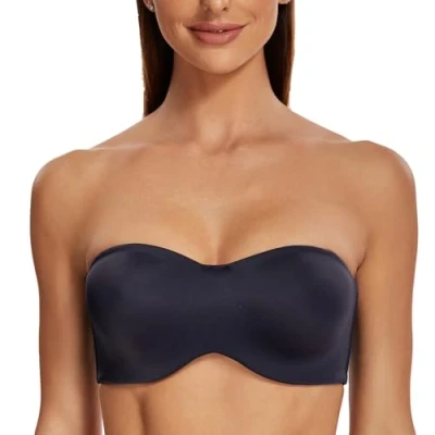 Abbildung von MELENECA Damen Trägerloser BH Bügel,Ohne Einlagen,Große Größe Minimizer Bandeau Navy Blue 85F