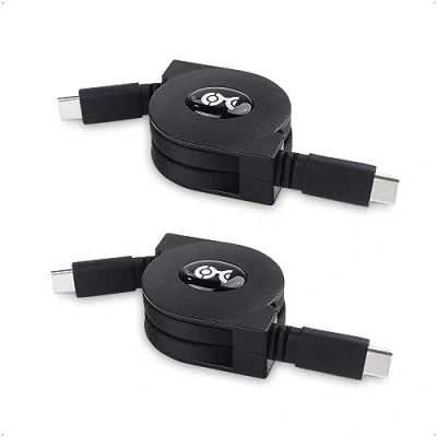 Abbildung von Cable Matters 2er Pack kurzes Einziehbares USB C Kabel für 20V 3A (USB Ladekabel 1m, Schnellladekabel, Einziehbar Typ Ladekabel, Datenkabel) 1 Meter