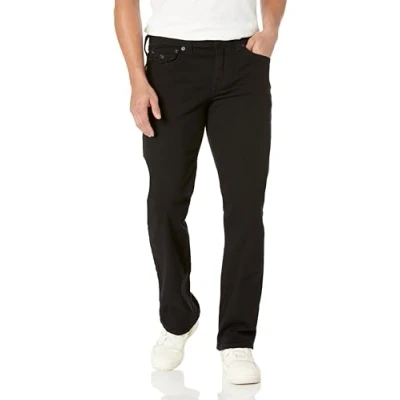 Abbildung von True Religion Herren Ricky gerade Rückenlasche Jeans, Body Spülung Schwarz, 34W / 34L