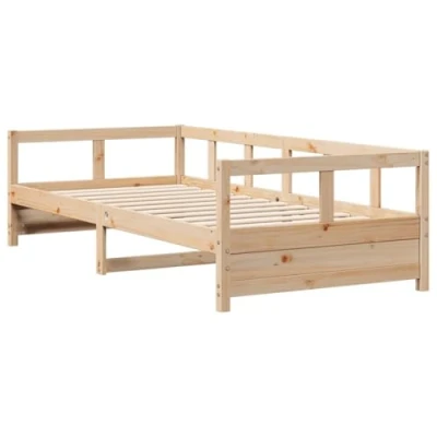 Abbildung von vidaXL Tagesbett, Gästebett ohne Matratze, Schlafsofa Bettsofa für Wohnzimmer Schlafzimmer, Bettgestell Lattenrost Sofabett, Natur 80x200cm Massivholz Kiefer