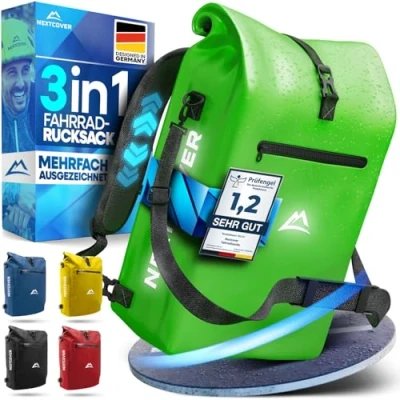 Abbildung von Nextcover® NEU 3in1 Fahrradtasche für Gepäckträger [Aquashield] Gepäckträgertasche, Rucksack und Umhängetasche [25 Liter] I Fahrrad Tasche wasserdicht