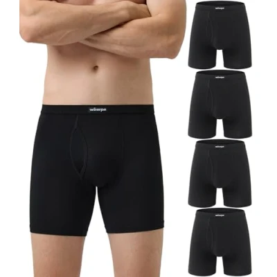Abbildung von wirarpa Boxershorts Herren Männer Unterhosen Weiche Unterwäsche Men Modal mit Eingriff ohne Etikett 4er Pack Schwarz Größe L