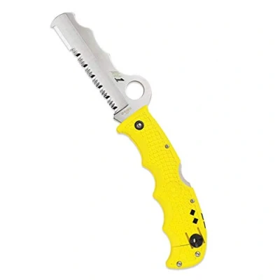 Abbildung von Spyderco, Taschenmesser, Assist Lockback Salt, Klinge: 9.5 cm, Klappmesser, Teil gezahnt, Taschenclip, Satin Finish, gelb