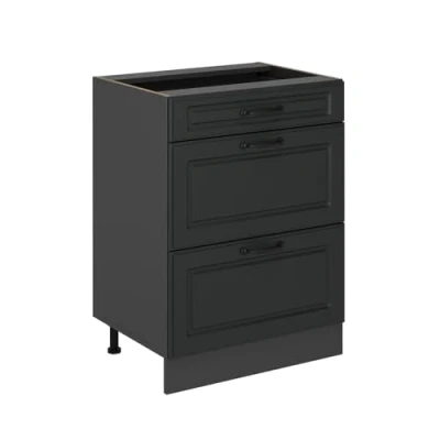 Abbildung von Vicco Küchenunterschrank R Line, Anthrazit Landhaus, 60 cm mit Schubladen, ohne Arbeitsplatte