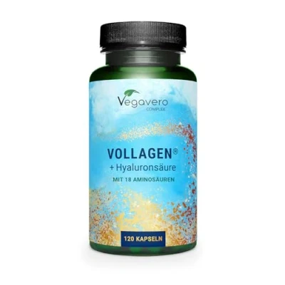 Abbildung von Vegane Kollagen Kapseln hochdosiert Einzigartig: Markenrohstoff Vollagen® Vegan mit Hyaluronsäure Laborgeprüft ohne Zusatzstoffe Deutsche Produktion von Vegavero®