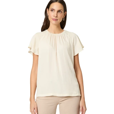 Abbildung von zero MIT Kurzen RÜSCHENÄRMELN Tshirt basic, Damen, Größe: 34, Eggnog