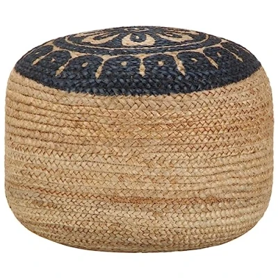 Abbildung von Handgefertigter Sitzpuff Blau 45 x 30 cm Jute