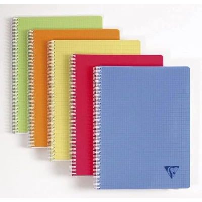 Abbildung von Clairefontaine 328725C Doppelspiralbuch Linicolor FRESH, 17x22 cm, 50 Blatt kariert, 90g, Einband aus gerilltem Polypropylen, farbig sortiert, 10er Packung