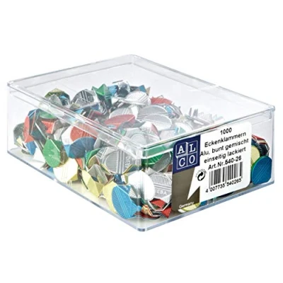 Abbildung von ALCO Albert 540 26 Eckenklammern Aluminium, bunt lackiert, 1000 Stück in einer Dose