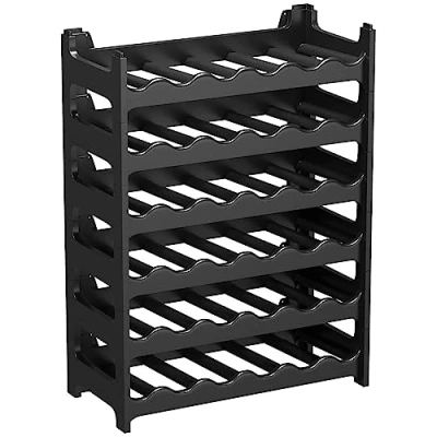 Abbildung von ARTECSIS Weinregal stapelbar Kunststoff für 36 Flaschen, stabiles Flaschenregal in Gastronomie Qualität, modular erweiterbar, Schwarz