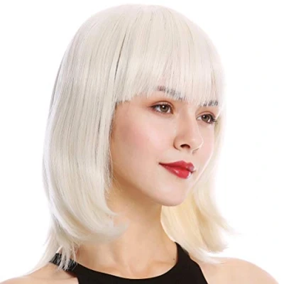 Abbildung von WIG ME UP YZF 4362 60 Perücke Damenperücke Bob Longbob kurz glatt Pony Weißblond Wasserstoffblond Platin