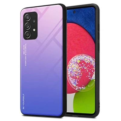 Abbildung von Cadorabo Hülle kompatibel mit Samsung Galaxy A52 (4G / 5G) A52s Schutzhülle TPU Silikon Case Glas Slim Kratzfest Weiche Gummi Rundumschutz für in Schwarz
