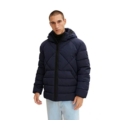Abbildung von TOM TAILOR Herren Puffer Jacke mit Kapuze 1032484, 10668 Sky Captain Blue, XL
