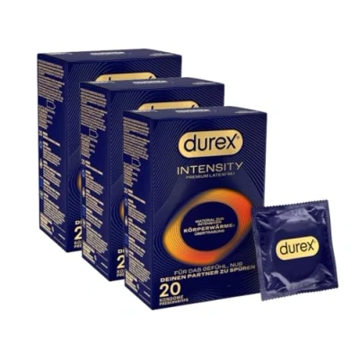 Abbildung von Durex Intensity Kondome Ultra dünn plus für intensive Körperwärmeübertragung Mit viel Silikongleitgel befeuchtet Ohne Latex 30er Pack (3 x 10 Stück)