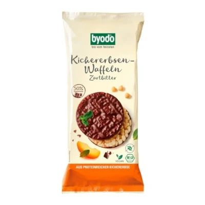 Abbildung von Bio Kichererbsen Waffeln Zartbitter 65g Byodo, 2er Pack, Vegan &amp; Glutenfrei Protein snack, Ideal für Zwischendurch, Authentischer Genuss