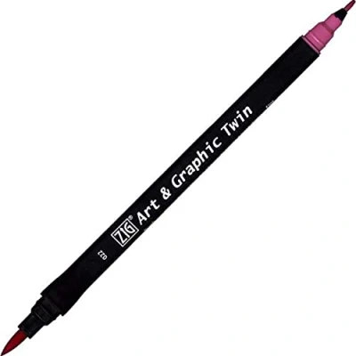 Abbildung von Kuretake ZIG Art and Graphic Twin Tip 022 Bürste Marker, Karminrot