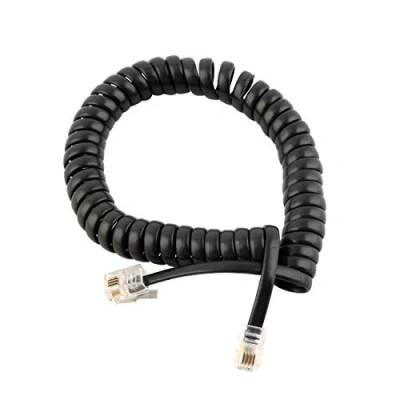 Abbildung von sourcing map Telefonkabel, RJ9 4P4C Telefonhörer Spiralkabel Telefonkabel Buchse Schnüre für Home Office, 3.5m Schwarz