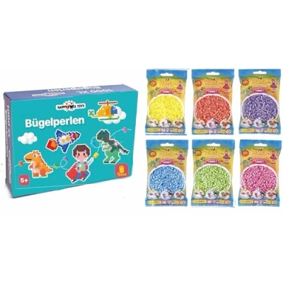 Abbildung von Hama Happy Price Toys Midi Bügelperlen K 43 48 Konvulut 6x Pastell Farben Gelb,Pastell Rot,Pastell Lila,Pastell Blau,Pastell Grün,Pastell Pink + 100 Leuchtperlen 6 (Glimmen im Dunkeln)