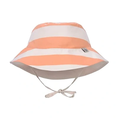 Abbildung von LÄSSIG Baby Kinder Sonnenhut Strandhut Sommerhut Sonnenschutz Kinderhut Babymütze wendbar atmungsaktiv UV Schutz 80/Sun Protection Bucket Hat Block Stripes milky/peach, 19 36 Monate, Größe: 50/51