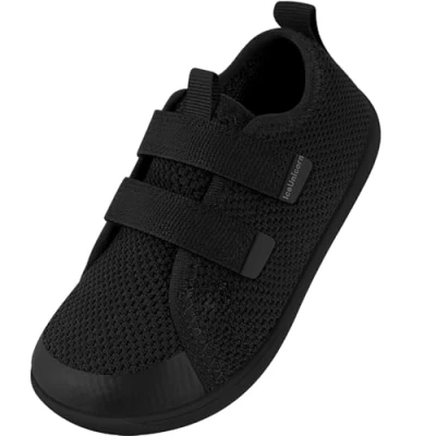 Abbildung von IceUnicorn Kinder Barfußschuhe Breite Zehenbox Jungen Mädchen Hausschuhe Minimalistische Outdoor Traillaufschuhe Walking Schuhe(Schwarz, 28EU Weit)