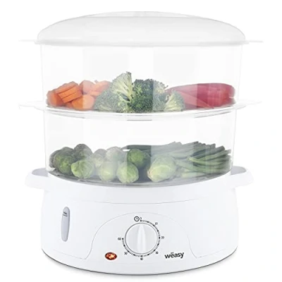 Abbildung von Wëasy Elektrischer Dampfgarer VEGE8 Multifunktions 9 l kompakt, 3 stapelbare Schalen zum Kochen von