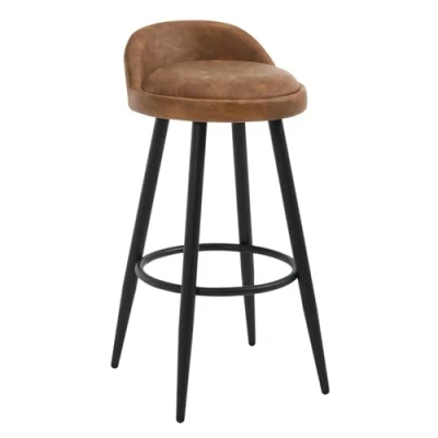 Abbildung von WOLTU BH327br 1 Barhocker 1er Set Barstuhl Hocker Tresenhocker Bistrohocker Designer mit Lehne und Fußstütze aus Kunstleder Metall,Braun