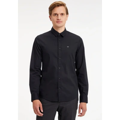 Abbildung von Calvin Klein Stretch SLIM Shirt Businesshemd, Herren, Größe: Small, Black