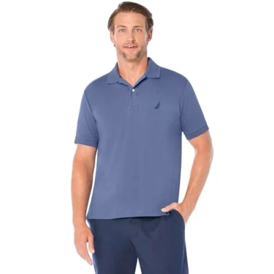 Abbildung von Nautica Herren Klassische Passform, kurzärmelig, einfarbig, weiche Baumwolle Polohemd, Blue Indigo Solid, Mittel